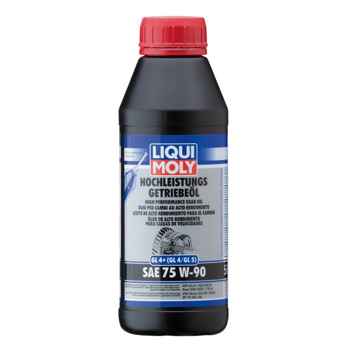 Ulei cutie manuala LIQUI MOLY High Performance Gear Oil 75W-90 GL4+ 1 L, ulei transmisie manuala sintetic, VW 501.50, Ford M2C175-A, ZF TE-ML 08