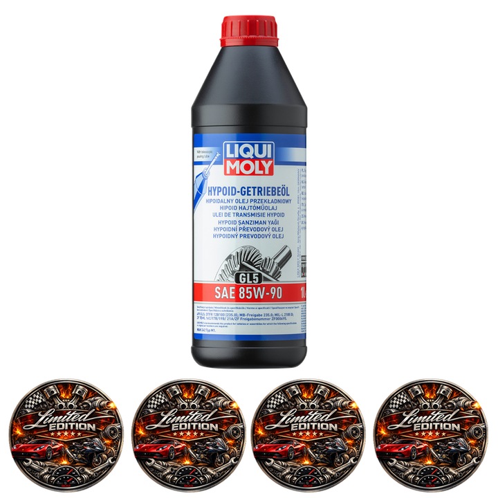 Ulei transmisie LIQUI MOLY Hypoid Gear Oil 85W-90 GL5 1L, ulei diferential si cutie manuala, MB 235.0, ZF TE-ML, MAN 342 M1, 4x Stickere auto