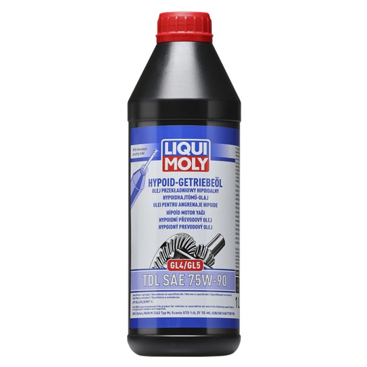 Ulei transmisie LIQUI MOLY Hypoid Gear Oil TDL 75W-90 GL4/GL5 1L, ulei cutie manuala si diferential, universal camion si auto, API GL4 GL5 MT-1