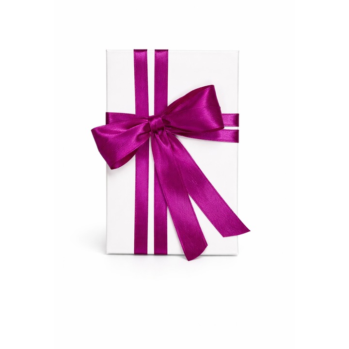 Cutie pentru cadou - Nicas - Cutie carton alb cu fundita roz aprins - 6X9.5X2.9cm - tip M