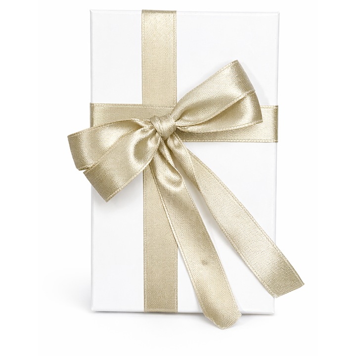 Cutie pentru cadou - Nicas - Cutie carton alb cu fundita crem- 6X9.5X2.9cm - tip M