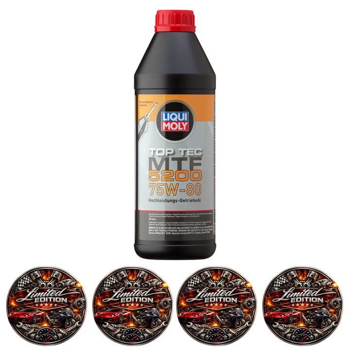 Ulei transmisie manuala LIQUI MOLY Top Tec MTF 5200 75W-80 1L, API GL4, BMW MTF LT-2/LT-4, Ford WSD-M2C200-C, PSA B71 2330, 4x Stickere auto