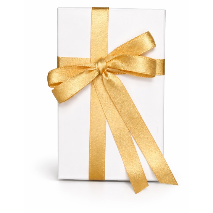 Cutie pentru cadou - Nicas - Cutie carton alb cu fundita aurie - 6X9.5X2.9cm - tip M