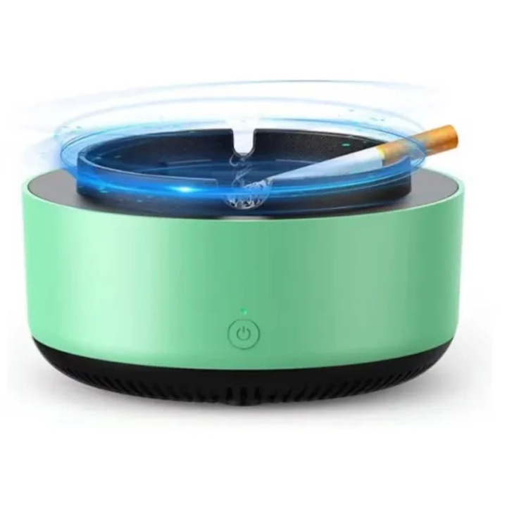 Scrumiera electrica multifunctionala 2 in 1 cu purificator de aer si ventilator antifum – elimina mirosul neplacut de tigara, odorizant integrat, portabila pentru casa, birou sau masina