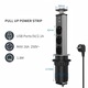 Priza Turn Incorporabila Blat Bucatarie, Wulnar, Masa Sau Birou, 4 Prize Schuko si 2 Prize USB cu Incarcator Incorporat, Incastrabila, Lungime Cablu 1.8m, Finisaj Argintiu