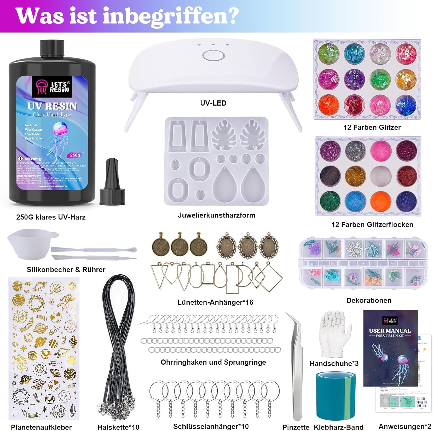 Set kit rasina UV Perfect Home, 250g, lampa UV, accesorii variate ...