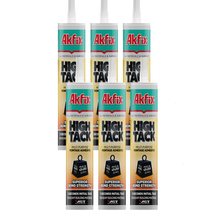 Set 6 bucati adeziv High Tack Akfix 290 ml, fixare rapida, aderenta puternica