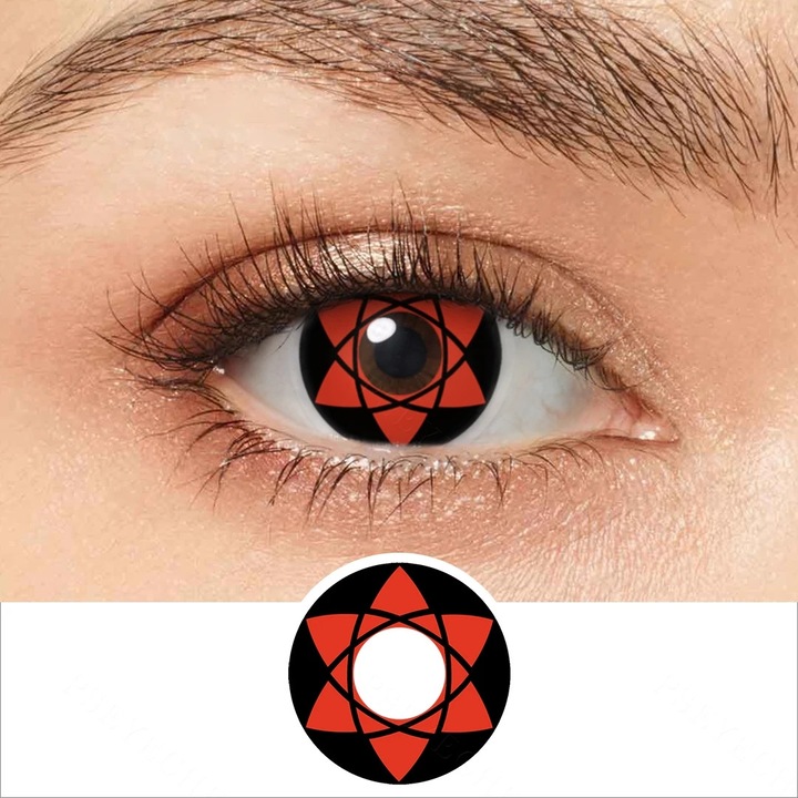 Контактни лещи Sharingan Shisui Uchiha, BIGLISTENING® цветни аниме лещи за косплей, Хелоуин, Comic Con и ролеви игри, меки цветни лещи, червени, RY035