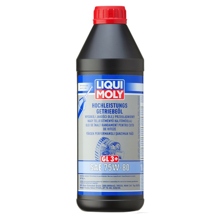 Ulei transmisie LIQUI MOLY High Performance Gear Oil GL3+ 75W-80 1L, ulei cutie manuala si transaxle, BMW, Mercedes, MAN, Volvo, ZF