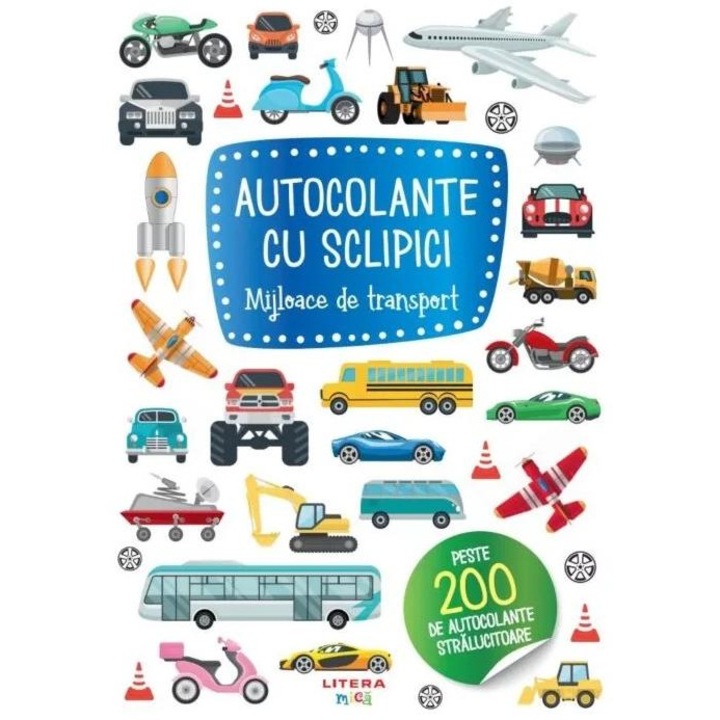 Autocolante cu sclipici. Mijloace de transport