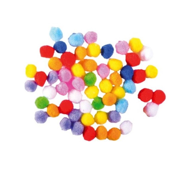 Pompoane decorative Junior, 10 mm, colorate, 30 bucăți