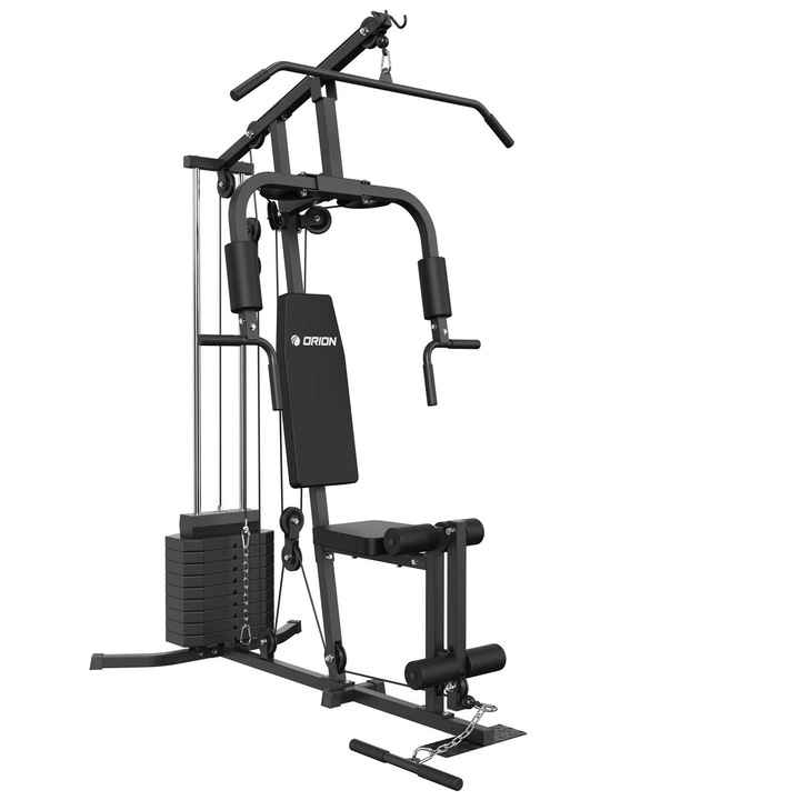 Aparat multifunctional fitness Orion Core L100, 45 kg greutati, sistem selectie rapida, max 110 kg, PEC DEC, leg extension, biceps, cabluri otel 5 mm, uz casnic