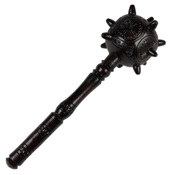 Buzdugan XL din Lemn Masiv Dark Edition, Model Sculptat Manual, Finisaj Premium Wenge, 45 cm