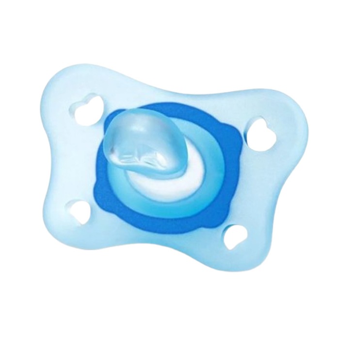 Suzeta din silicon, pentru baieti, Chicco Natural Feeling 122189-2, Albastru 0-3 luni