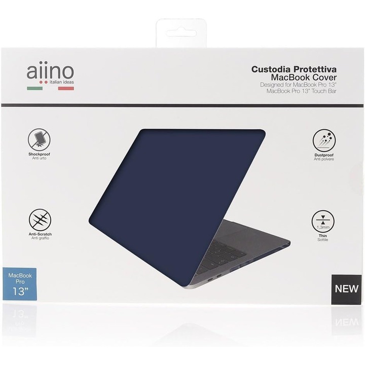 Carcasa protectie laptop, plastic, compatibila Apple 13 PRO, 2016-2019, Albastru