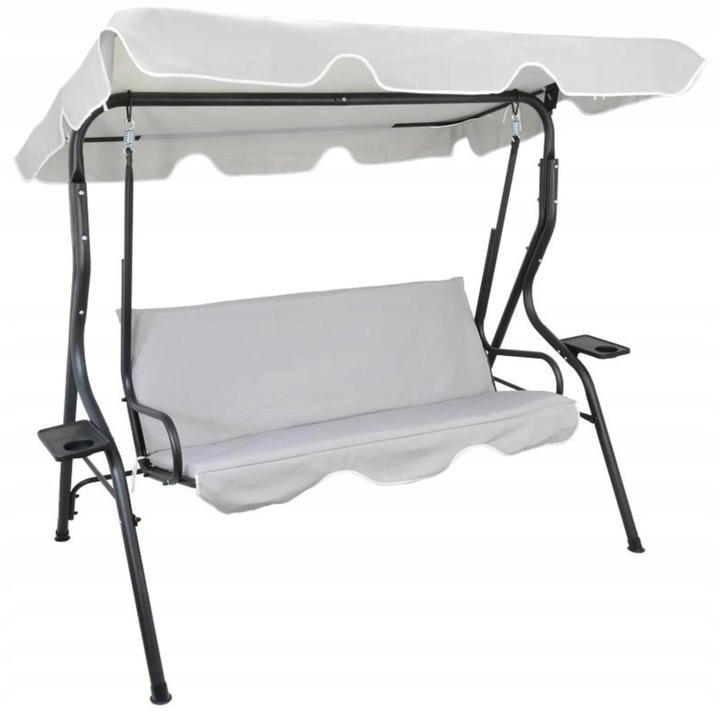 Brius Cosenza kerti hintaágy, 3 személyes, állítható tetővel, világosszürke, 220kg