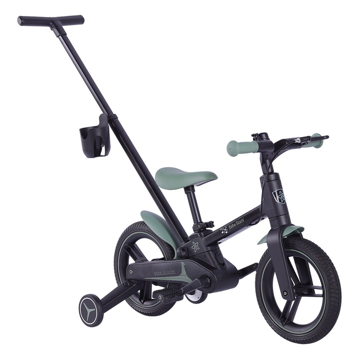 Bicicleta multifunctionala, 4 in 1, Bebe Stars, Speedy, Cu maner telescopic pentru ghidaj, Pana la 40 kg, 2 ani+, Conform cu EN 71-1, 2, 3, CE, Mint