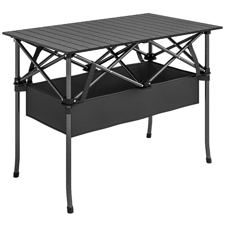 Masa de Picnic, Outsunny, Aluminiu, Metal, 93 x 55 x 68 cm, Negru