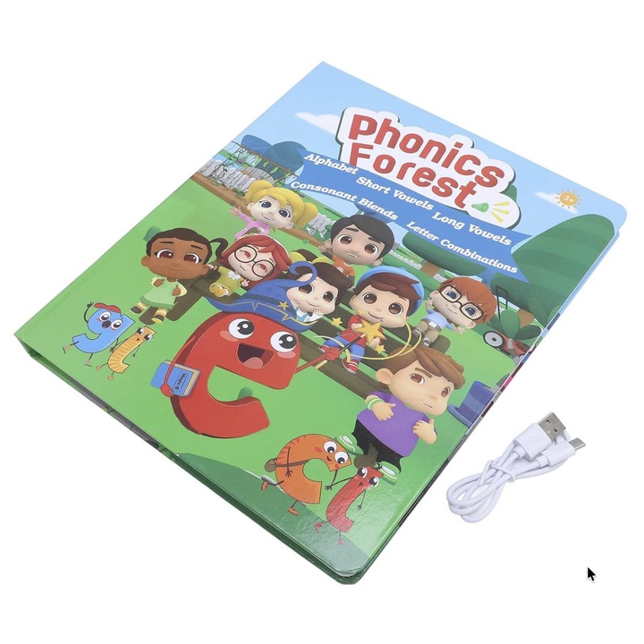 Carte Interactiva cu Sunete pentru Invatarea Limbii Engleze, 5 Niveluri, 29x25x2cm