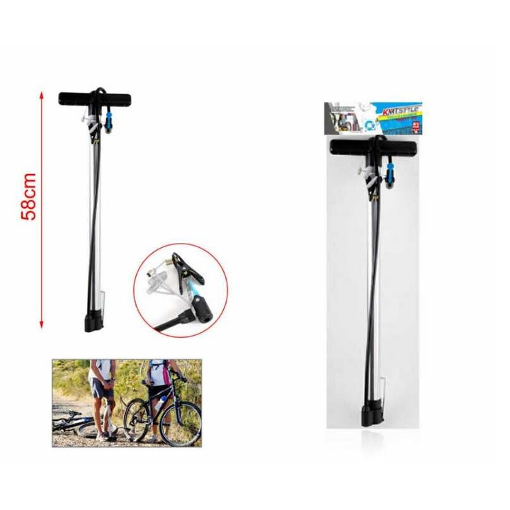Pompă de bicicletă clasică de podea cu carcasă din aluminiu 58cm Kmt STYLE
