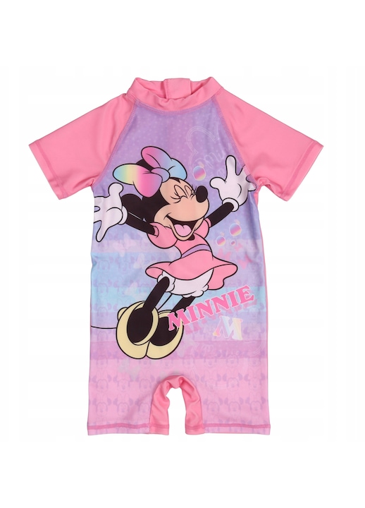 Costum de baie Disney Minnie Mouse, protectie UV50, maneci scurte, roz