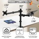 Suport Laptop si Monitor, Wulnar, 14-28inch Pana la 8kg, Laptop Pana la 4 kg, Solid, Slim si Usor Reglabil, Organizator Cabluri, Stil Minimalist pentru Birou Office, Gaming, Prindere cu Clema/Surub in Blat, 100x100/75x75 - Negru