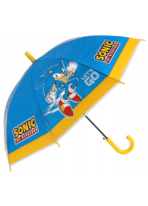 Umbrela Pliabila Automata pentru Copii Sonic, Albastru si Galben, Design Dinamic, Rezistent la Vant