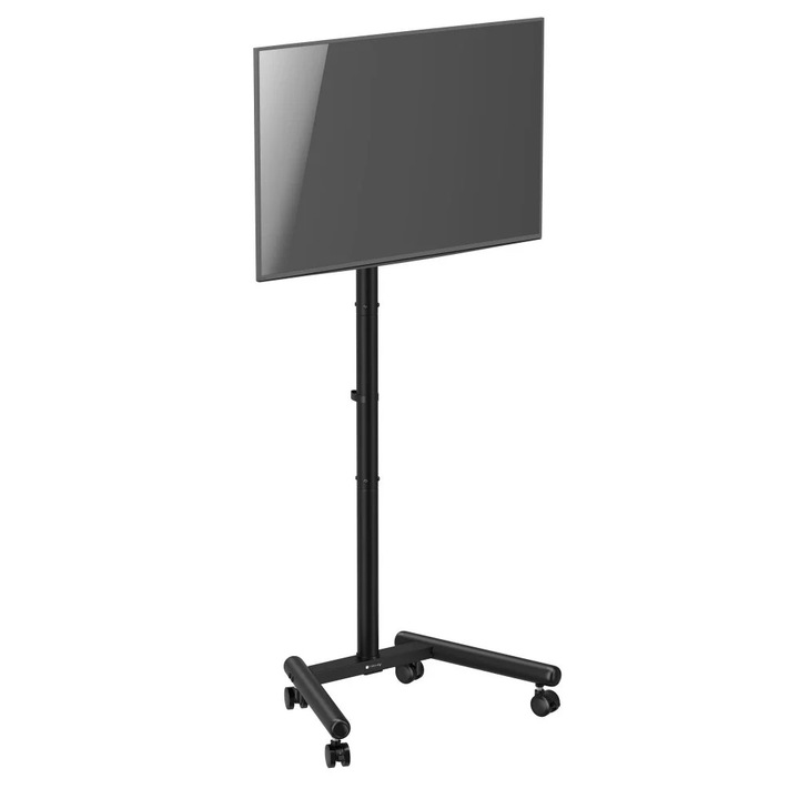Stand / Suport TV profesional ELTEK®, mobil, reglabil pe verticala / orizontala / inaltime, diagonala 13”–50” (33cm–127cm), utilizare Portrait / Landscape, greutate maxima sustinuta 20 kg, VESA maxim 200 × 200, otel, negru