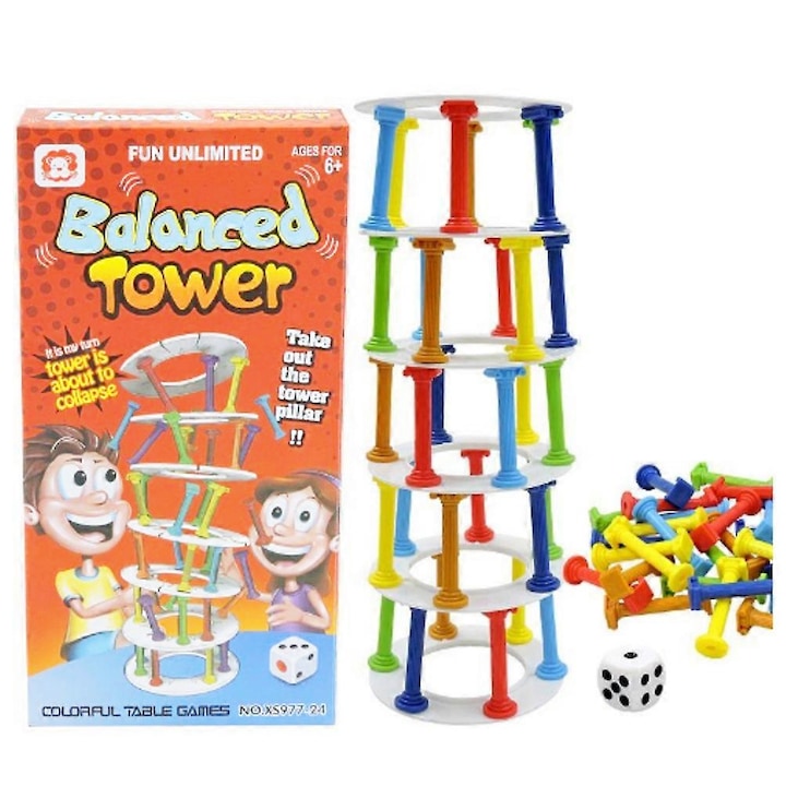 Chippo szórakoztató játék Egyensúlyozó játék - Építs tornyot 2082613, 38 darab, 30 cm