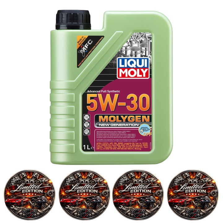 Ulei motor Liqui Moly Molygen New Generation 5W-30 DPF, Protectie Avansata si Performanta Maxima, 1 L, 4x Stickere auto