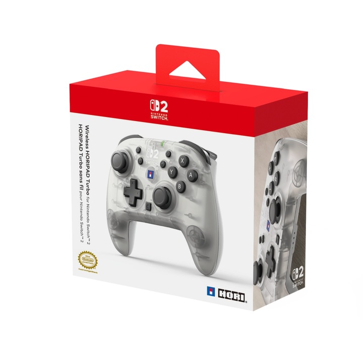 Безжичен контролер, HORI Horipad Turbo Wireless, Nintendo Switch 2, Switch, Switch Lite, Official, Ледено бял