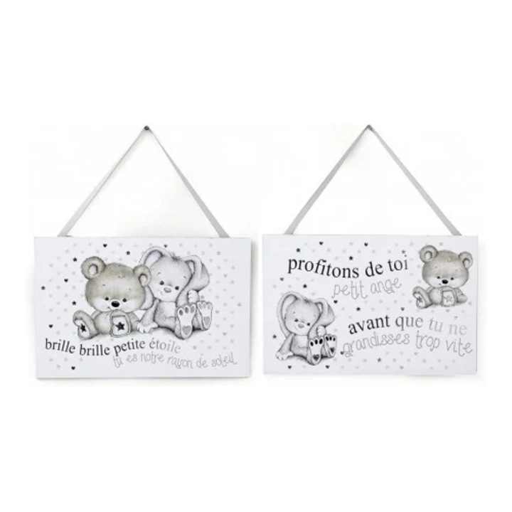 Set 2 decoratiuni de perete pentru camera copilului, 20 x 30 x 0.3 cm, MDF, multicolor