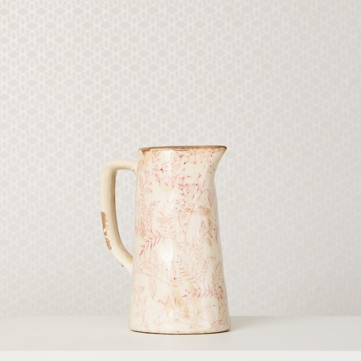 Dekoratív kerámia kancsó 800 ml Clayre & Eef, rózsaszín, vintage stílus, 15x10x19 cm