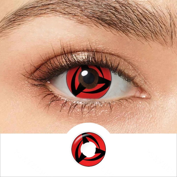 Контактни лещи Kamui Sharingan стил Obito Uchiha и Kakashi Hatake BIGLISTENING® аниме лещи за косплей, силен визуален ефект, меки, червени, RY120