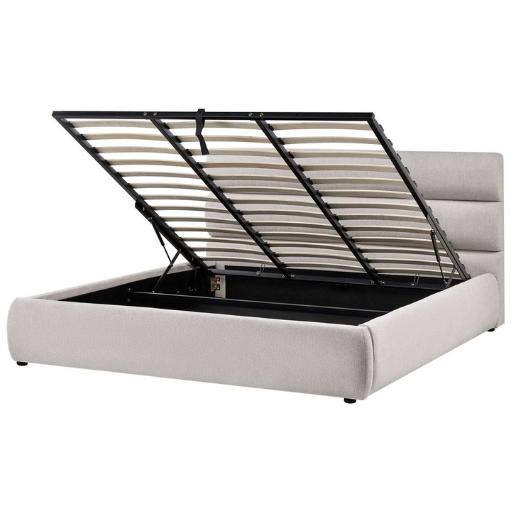 Ágyneműtartós ágy Művászon Bonifacio 180 x 200 cm Szürke