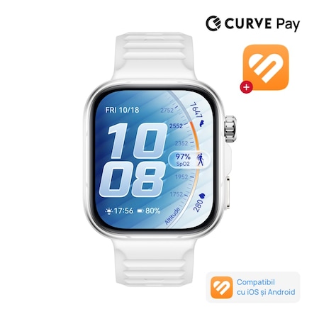 Smartwatch HUAWEI Watch Fit 5 Pro, White Aluminium with White Fluoroelastomer Strap + 3 Months Health+
