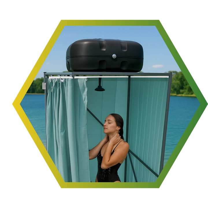 Dus de vara 100L, QPlast, polietilena, negru, dimensiune compacta