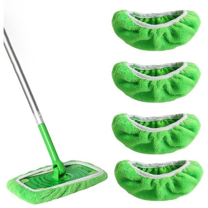 Mop reutilizabil, verde, 25.5x11.5cm, din microfibra, set unic