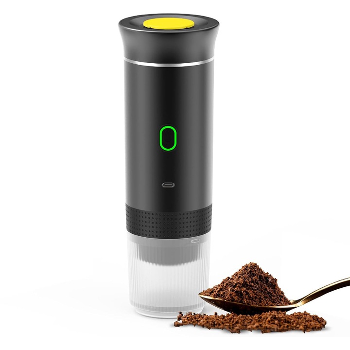 Espressor portabil, 15 bar, 7500mAh, incalzire automata 92C, 60ml, ideal pentru calatorii si camping