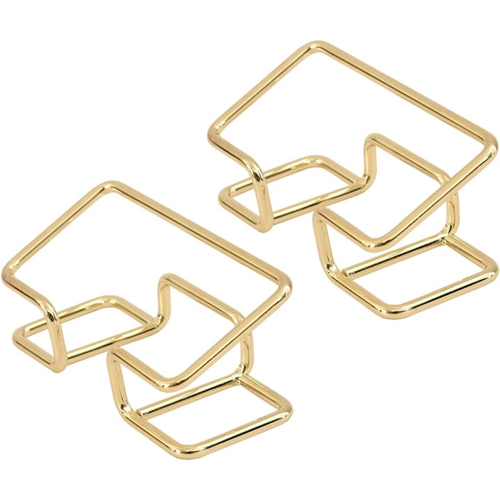 Fém névjegykártya tartó készlet, 10x4.5x4.5cm, geometrikus design, arany színű kivitel
