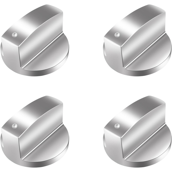 Set 4 butoane aragaz 8mm, finisaj periat, rezistente la rugina, argintii