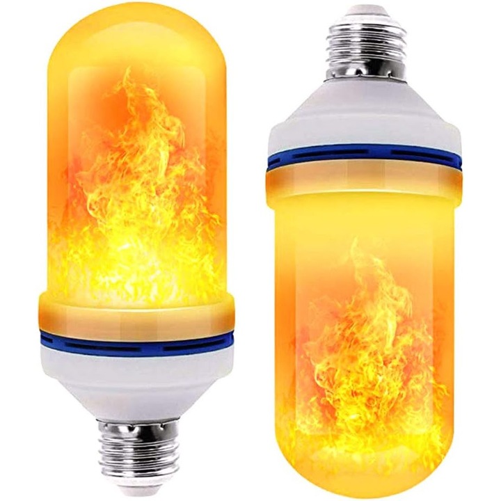 LED lánghatású izzó, 2 darab, fényes fekete műanyagból, energiahatékony, kis méretű, többszínű