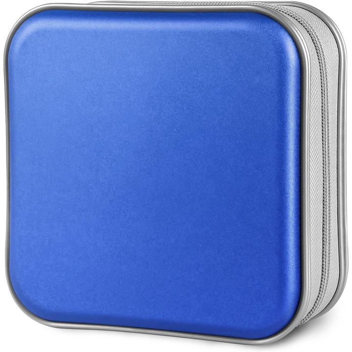 Caz pentru stocare CD, capacitate 40 discuri, plastic dur, albastru, set de organizare