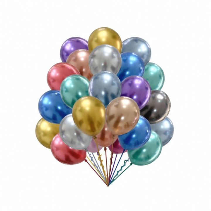 Set 50 Baloane Metalizate Mix Culori OLOEY®, 30 cm (12 inch), Latex Natural Premium Perlat, Multicolor pentru Petreceri si Evenimente