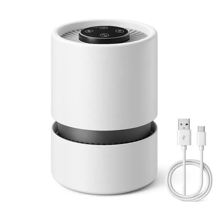 Légtisztító, 3 ventilátorsebesség, csendes üzemmód, 5W energiahatékonyság, kellemes illat, kompakt méretek