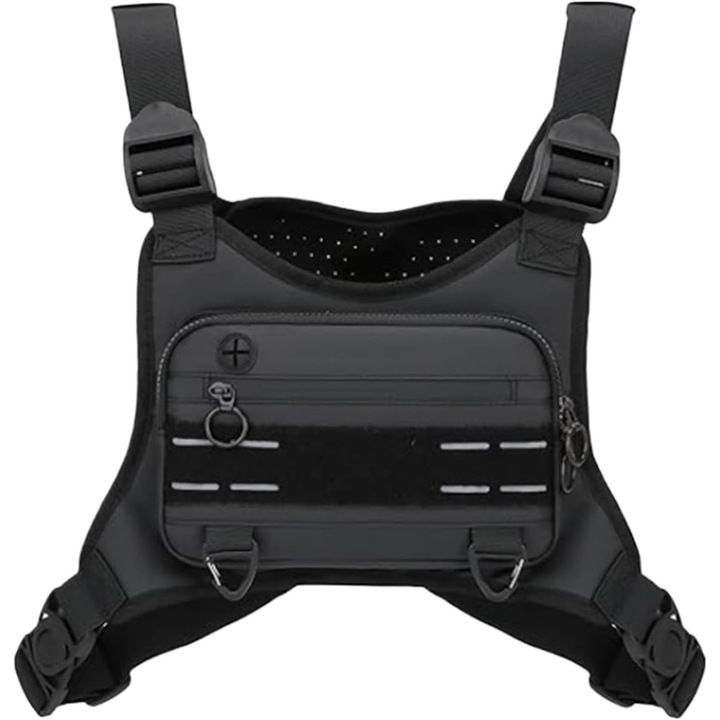 Rucsac anti-furt pentru alergare, negru, 24x13x3cm, material impermeabil, curele ajustabile