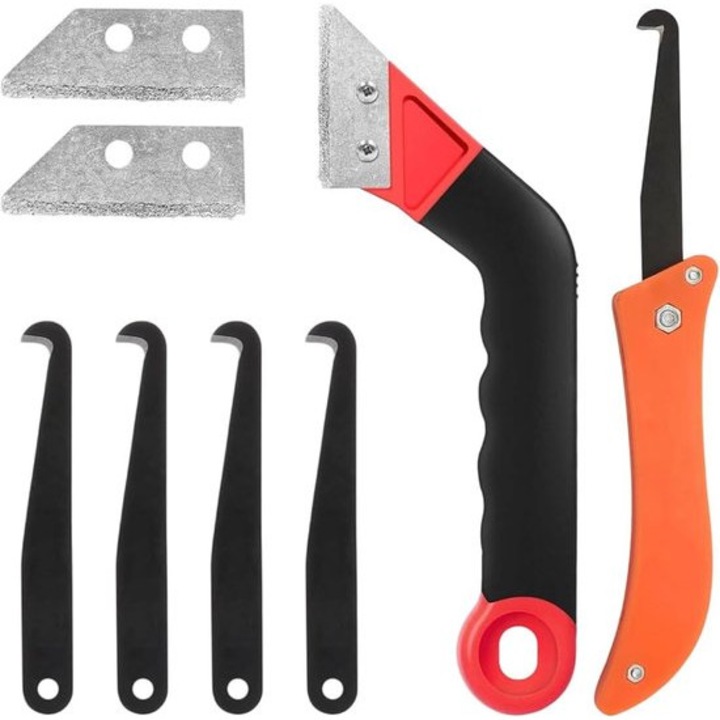Set de unelte pentru curatarea rosturilor de gresie, 8 piese, design unghiular, ABS, multicolor