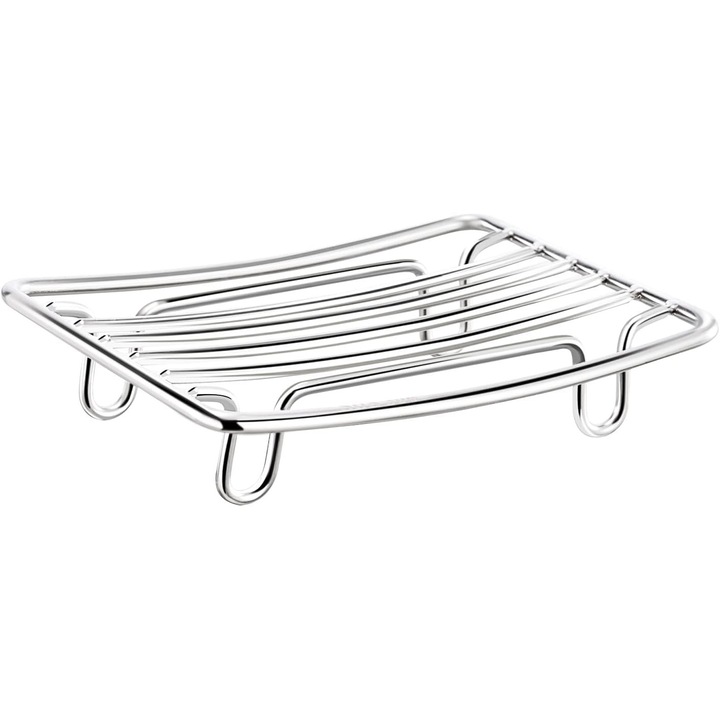 Rozsdamentes acél szappantartó, modern design, ezüst, fürdőszobai szett