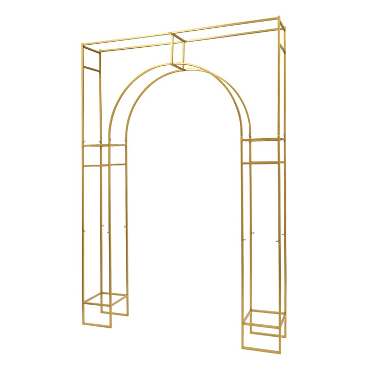 Arc de nunta suport fundal, XL, Metal, 180×240 cm, Pentru gradina, exterior, petreceri si cabina foto, Auriu