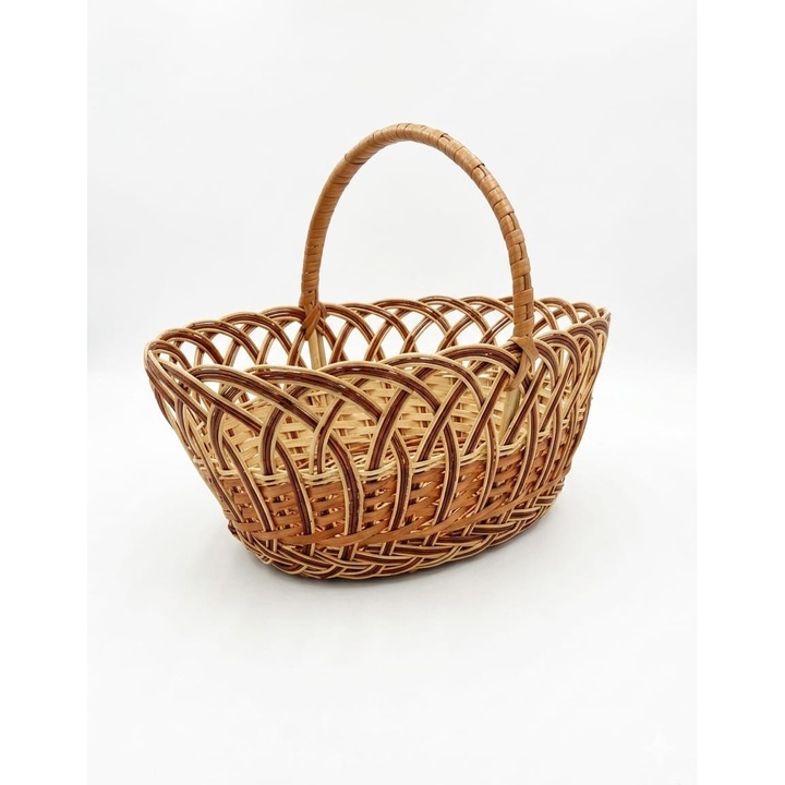 Cos servire din rachita impletita manual, Nr 2, 35x30x25 cm, cu toarta